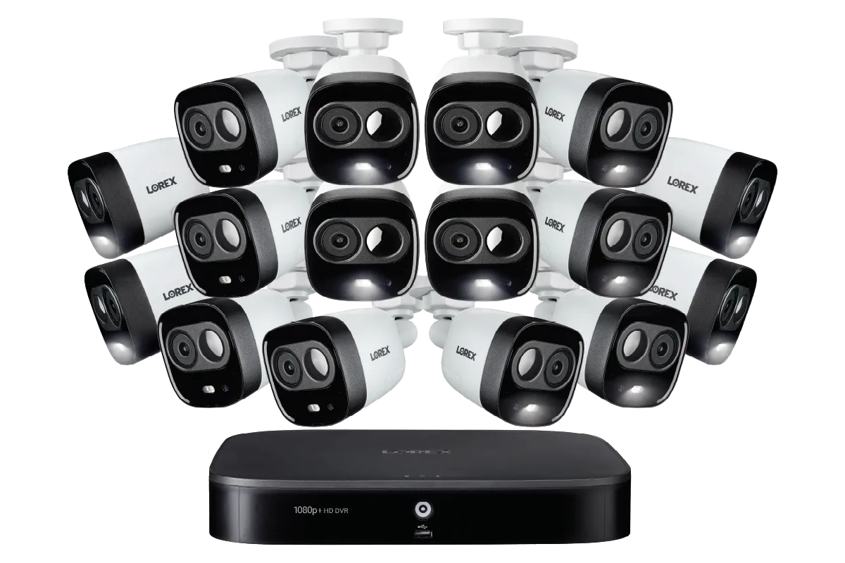 1080p HD 16-Channel Security System with 16 1080p HD Active Deterrence Security Cameras, Advanced Motion Detection and Smart Home Voice Control