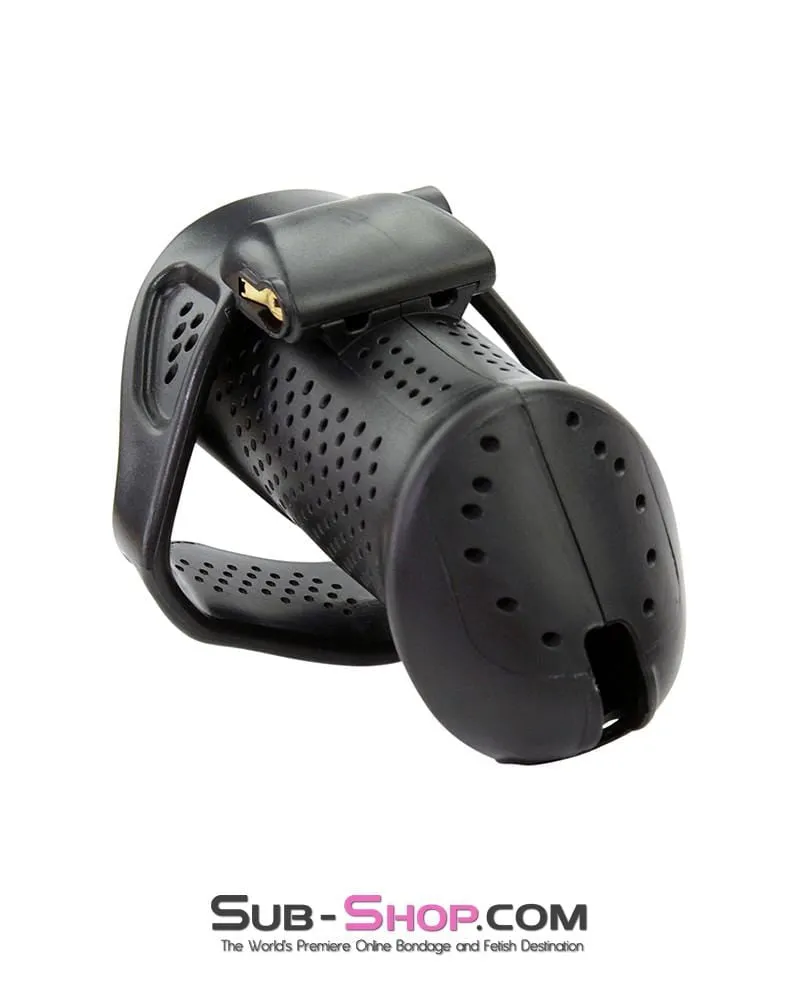 1304AR      Mistresses Slave Black High Security Ventilated Locking Male Chastity Device - MEGA Deal