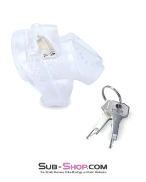 1305AR      Mistresses Little Slave Short Clear High Security Ventilated Locking Male Chastity Device - MEGA Deal