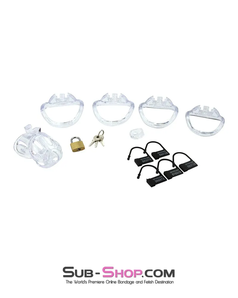 1535AR      Short Jailhouse Cock Clear Locking Male Chastity Cage