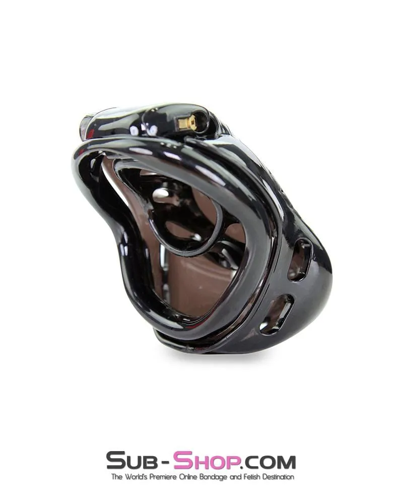 1586AR      Small Dark Dungeon Cage Black High Security Full Coverage Male Chastity Device