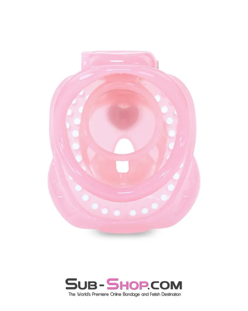 1587AR      Small Sissy Dungeon Cage Pink High Security Full Coverage Male Chastity Device