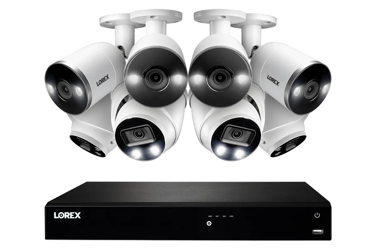 16-Channel 4K Fusion System with 4 Bullet and 4 Dome Smart Deterrence IP Cameras