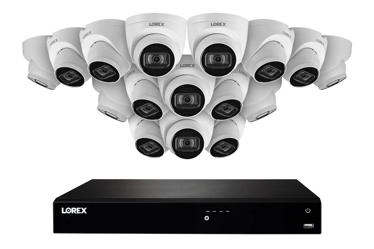 16-Channel Fusion NVR System with 4K (8MP) IP Dome Cameras with Listen-In Audio