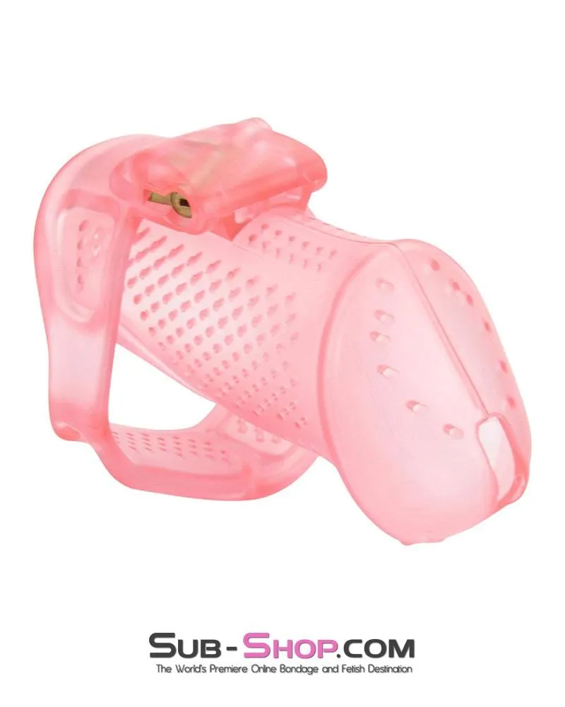 2463AR      Mistresses Sissy Slave Pink High Security Pin Tumbler Ventilated Male Chastity Device with Numbered Plastic Locks - MEGA Deal