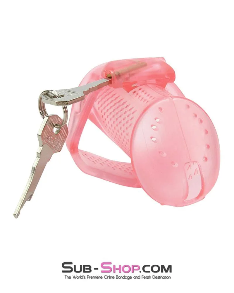 2463AR      Mistresses Sissy Slave Pink High Security Pin Tumbler Ventilated Male Chastity Device with Numbered Plastic Locks - MEGA Deal