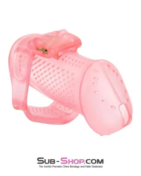 2463AR      Mistresses Sissy Slave Pink High Security Pin Tumbler Ventilated Male Chastity Device with Numbered Plastic Locks