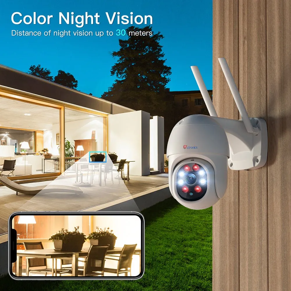 2K 4MP Wireless Security Camera with Human Detection and Auto Tracking-30m Color Night Vision