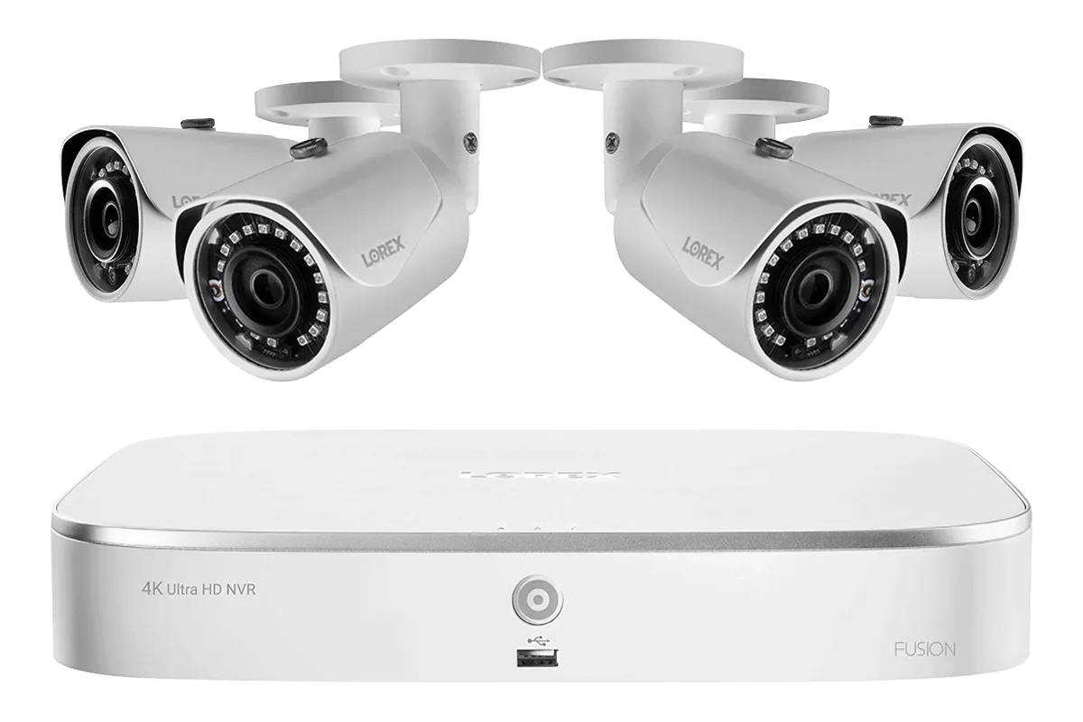 2K HD 8-Channel IP Security System with Four 5MP Cameras and Smart Home Voice Control