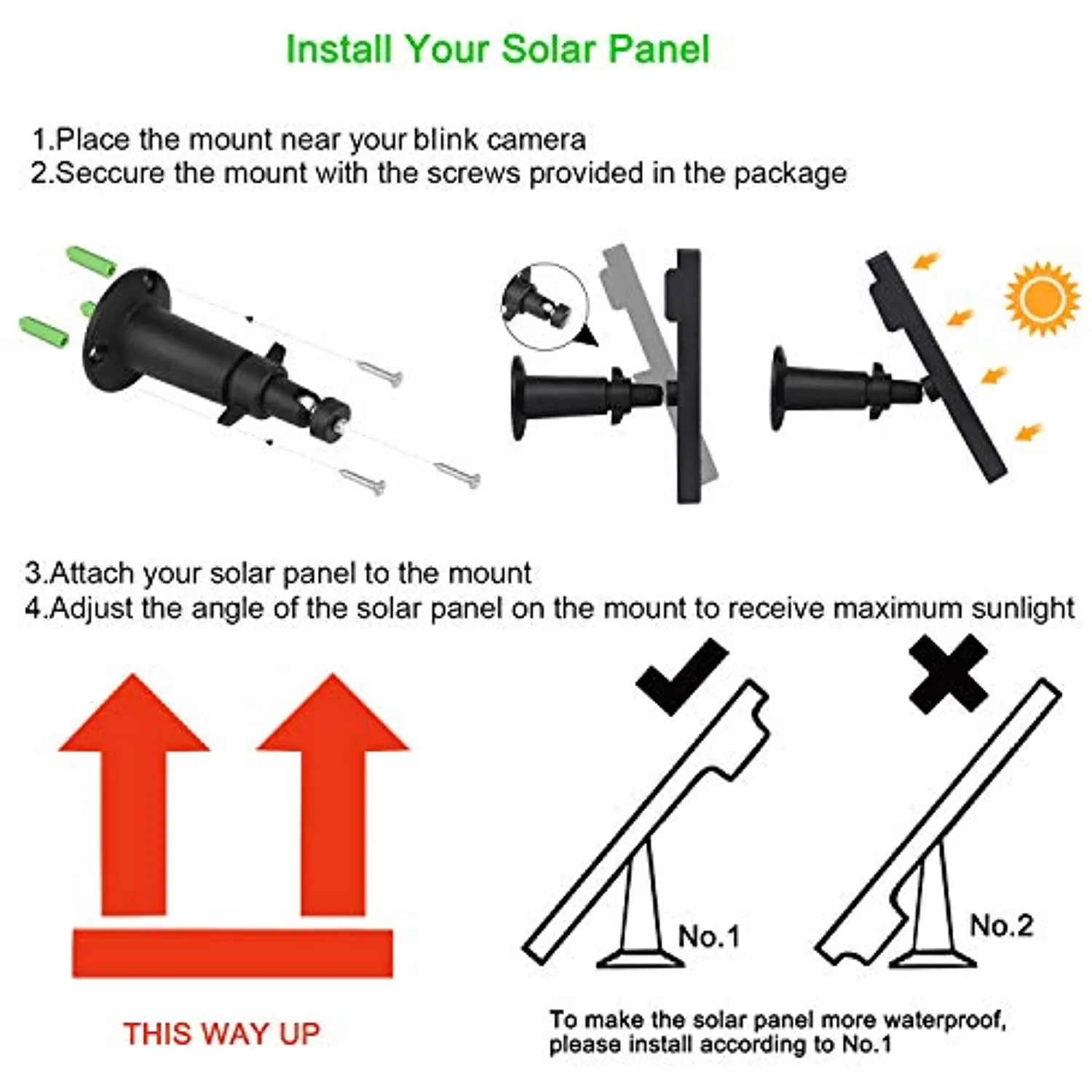 3 Pack Solar Panel Works for Blink Outdoor Camera, 11.8Ft Outdoor Power Charging Cable and Adjustable Mount Weatherproof