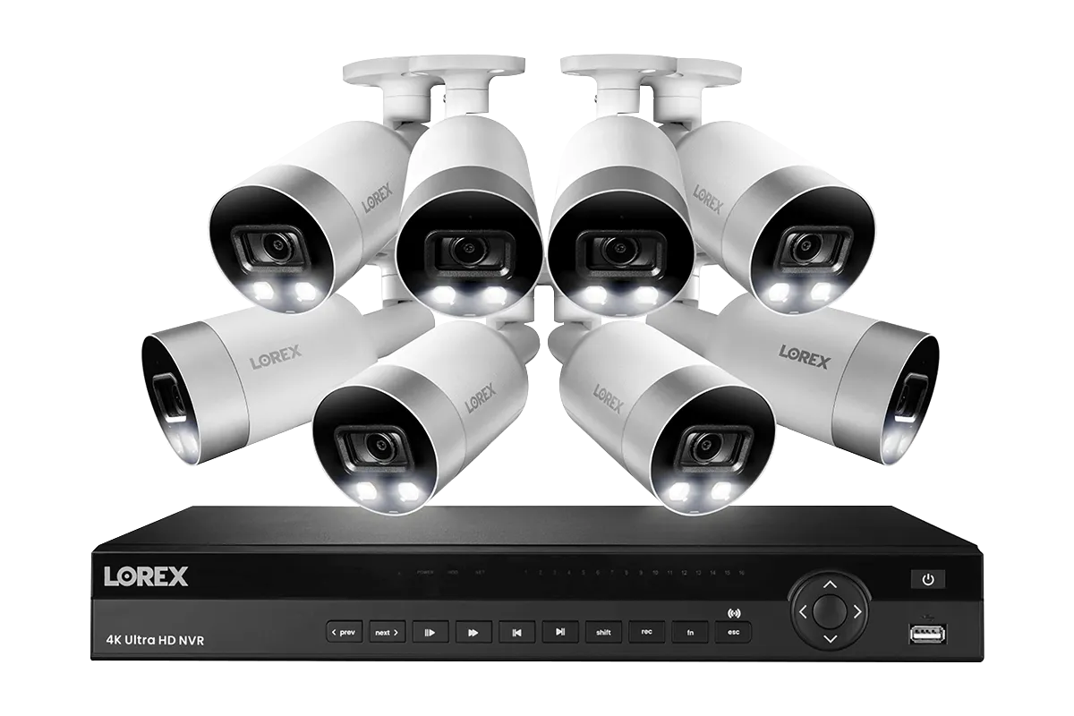 4K Ultra HD 16-Channel IP Security System with 8 Active Deterrence 4K (8MP) Cameras