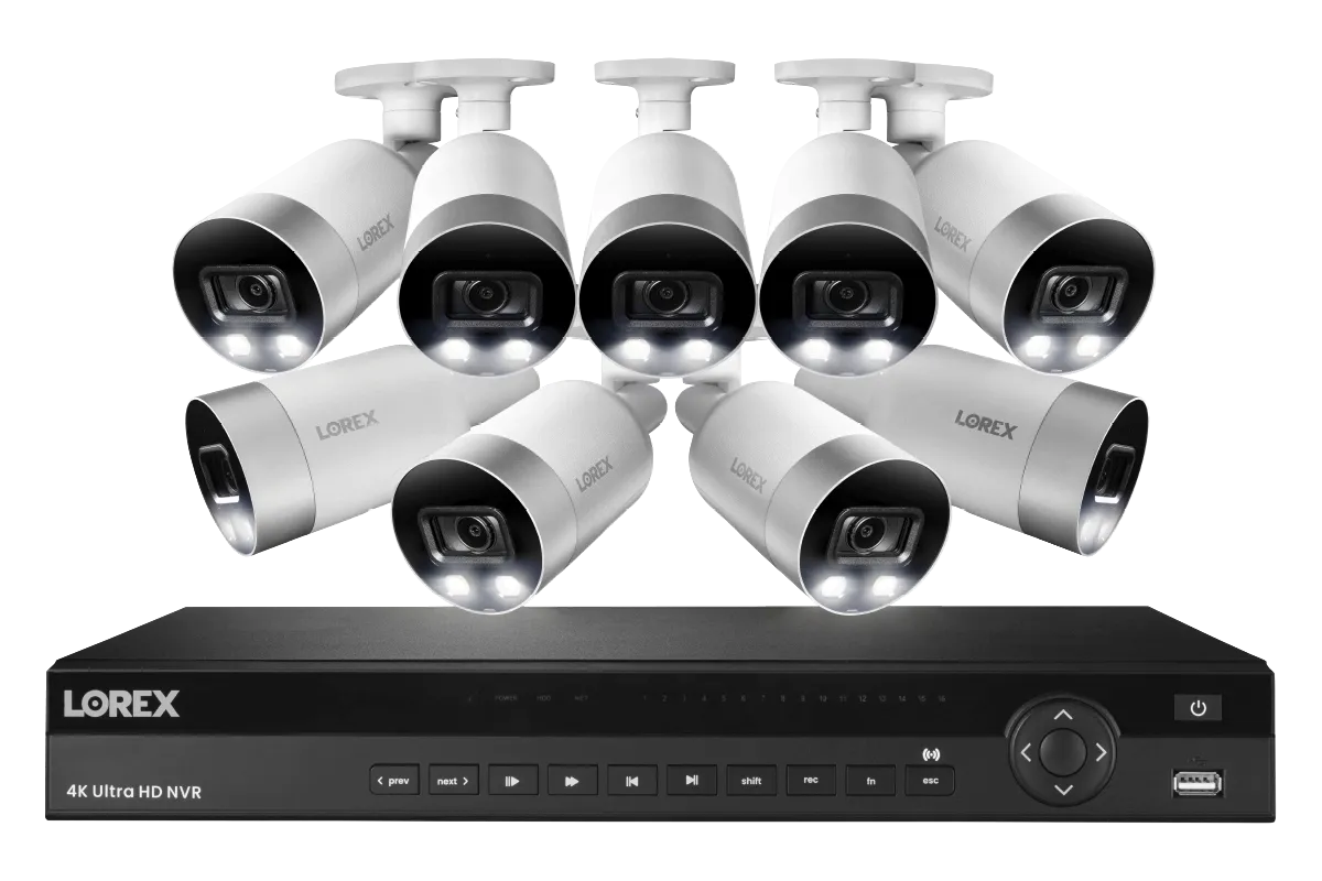 4K Ultra HD 16-Channel IP Security System with 9 Active Deterrence 4K (8MP) Cameras