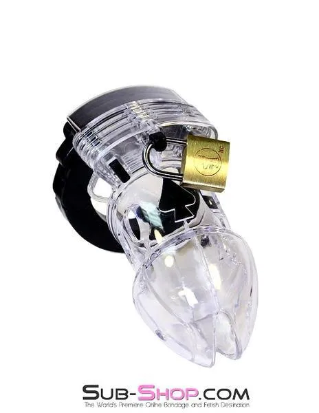 5779AE      Jacked Up Adjustable Clear Polycarbonate Locking Male Cock Cuff Chastity Device - MEGA Deal