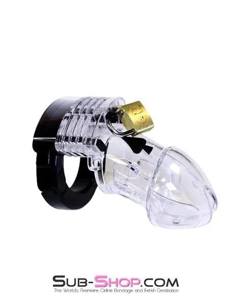 5779AE      Jacked Up Adjustable Clear Polycarbonate Locking Male Cock Cuff Chastity Device - MEGA Deal