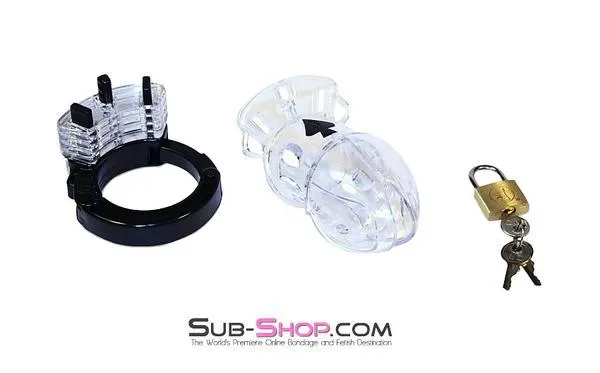 5779AE      Jacked Up Adjustable Clear Polycarbonate Locking Male Cock Cuff Chastity Device - MEGA Deal