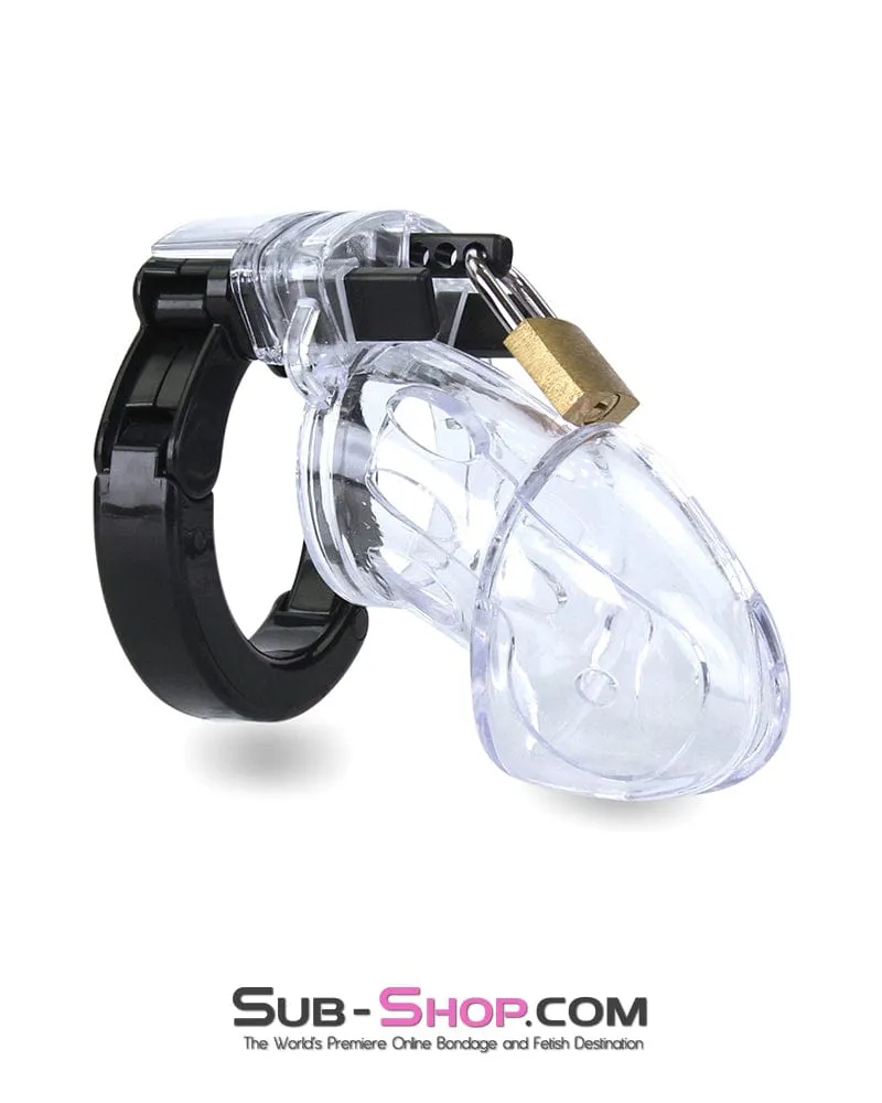 5779AE      Jacked Up Adjustable Clear Polycarbonate Locking Male Cock Cuff Chastity Device - MEGA Deal