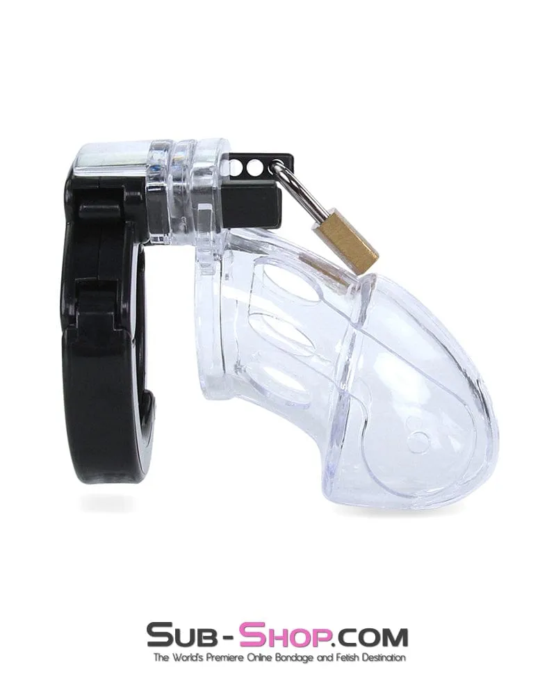 5779AE      Jacked Up Adjustable Clear Polycarbonate Locking Male Cock Cuff Chastity Device - MEGA Deal