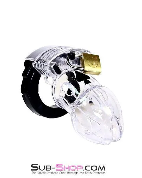 5779AE      Jacked Up Adjustable Clear Polycarbonate Locking Male Cock Cuff Chastity Device - MEGA Deal