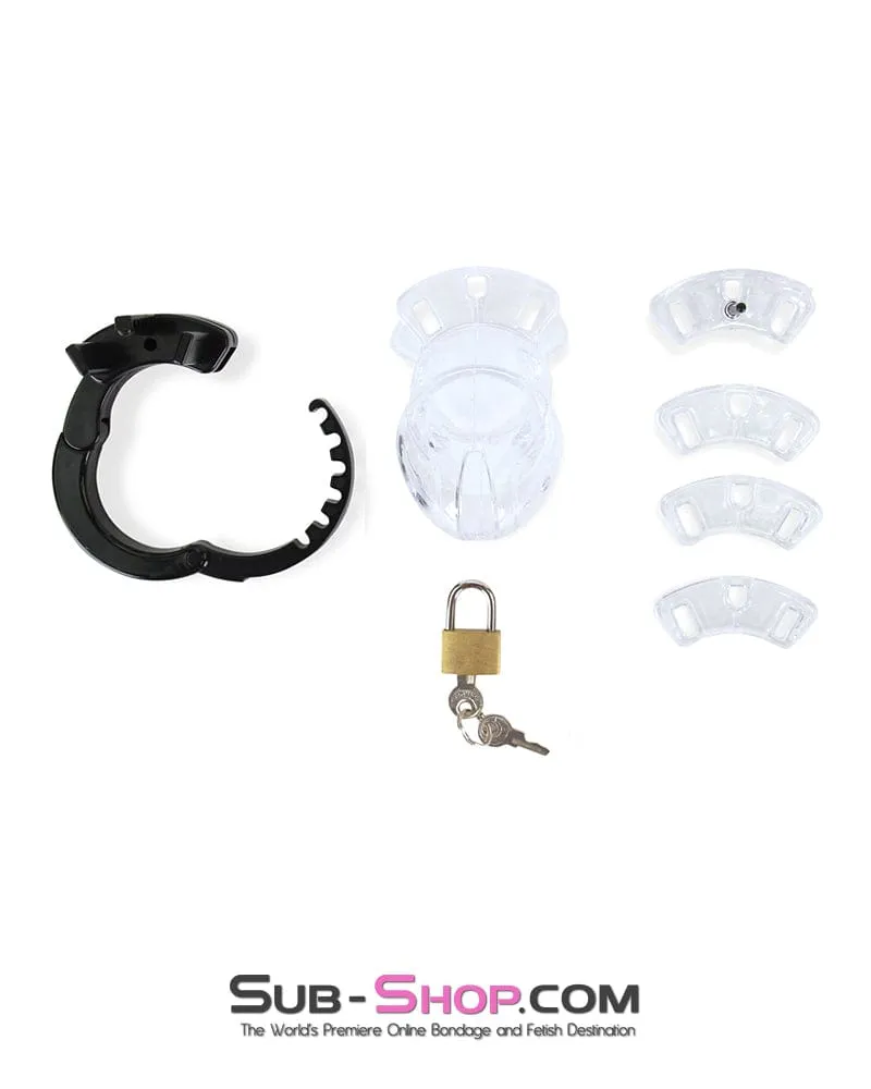 5779AE      Jacked Up Adjustable Clear Polycarbonate Locking Male Cock Cuff Chastity Device - MEGA Deal