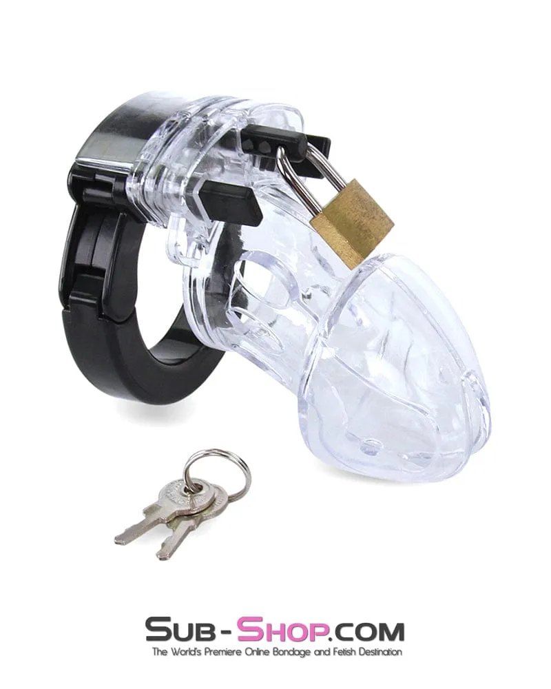 5779AE      Jacked Up Adjustable Clear Polycarbonate Locking Male Cock Cuff Chastity Device - MEGA Deal