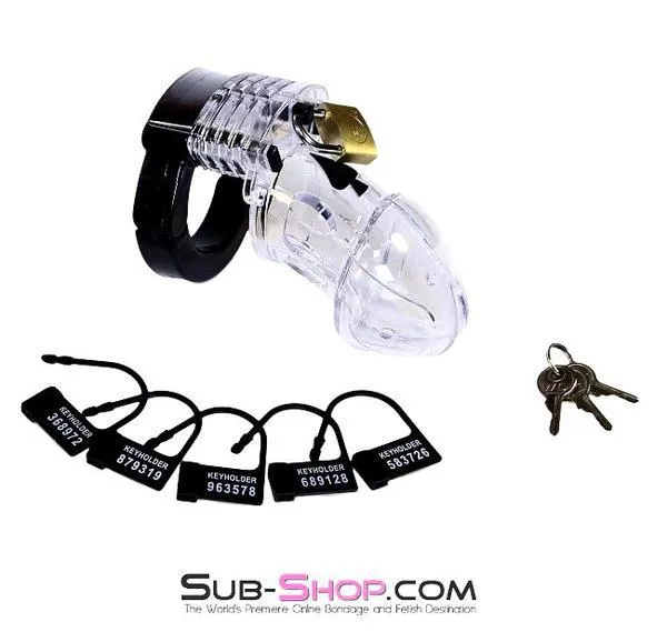 5779AE      Jacked Up Adjustable Clear Polycarbonate Locking Male Cock Cuff Chastity Device - MEGA Deal