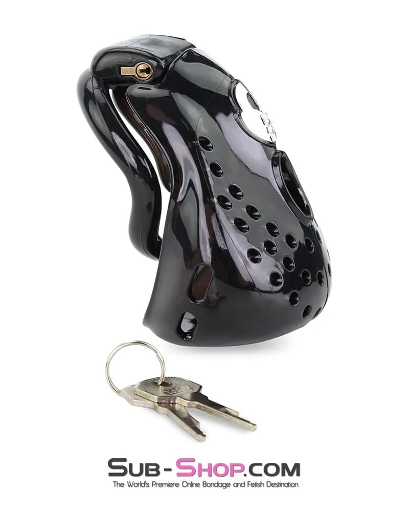 6965AE      Large Dark Dungeon Cage Black High Security Full Coverage Male Chastity Device