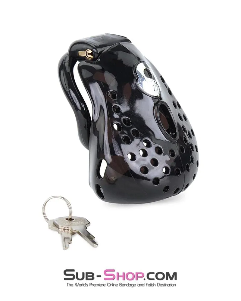 6965AE      Large Dark Dungeon Cage Black High Security Full Coverage Male Chastity Device