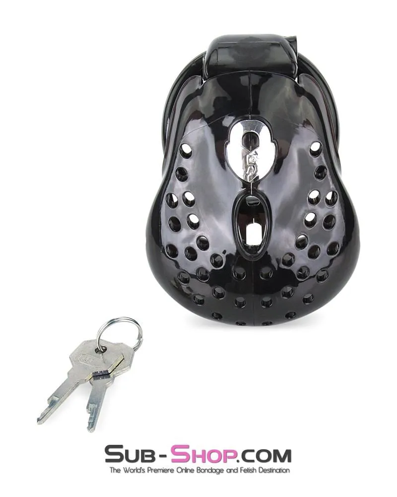 6965AE      Large Dark Dungeon Cage Black High Security Full Coverage Male Chastity Device