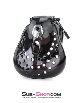 6965AE-SIS      Sissy Bitch Large Dark Dungeon Cage Black High Security Full Coverage Male Chastity Device