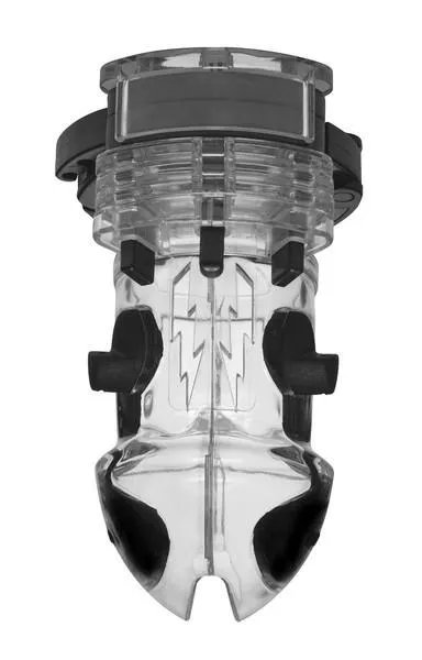 7247AR      Electro Stim Clear Polycarbonate Locking Cock Cage Chastity Device - MEGA Deal