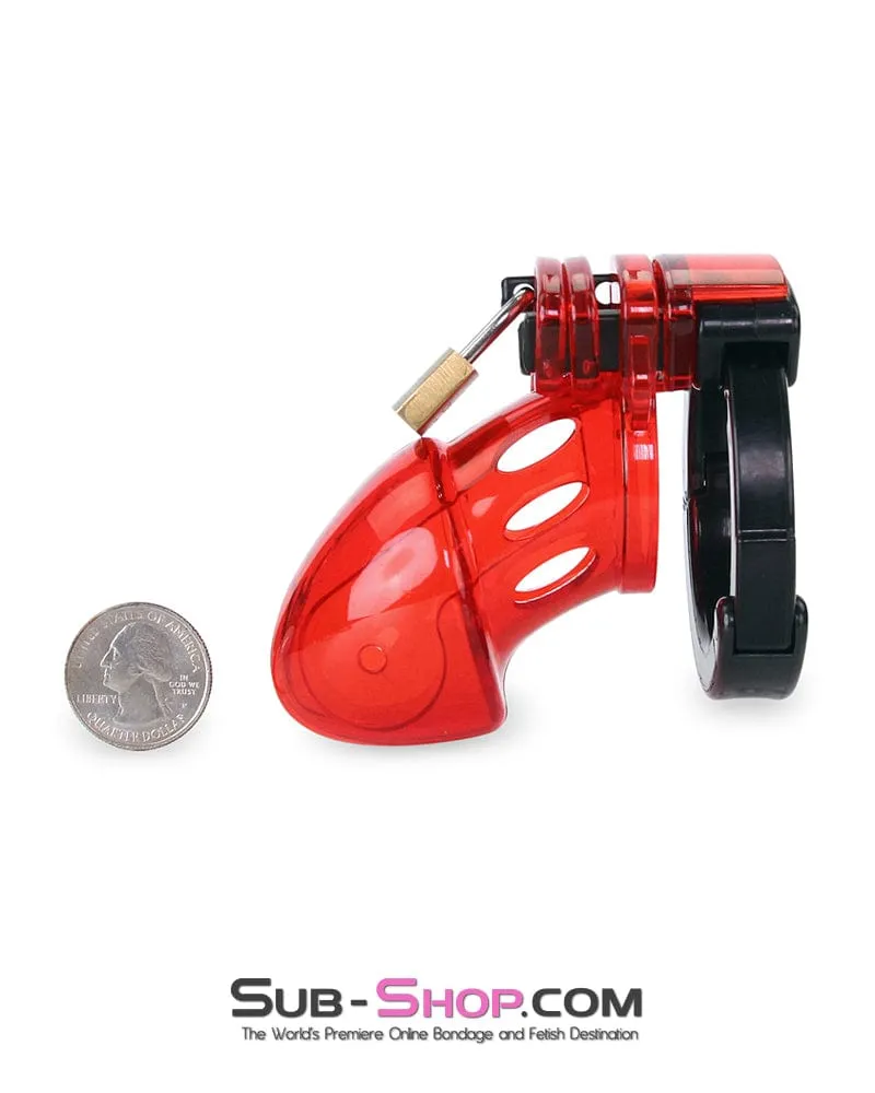 8911AX      Red Jacked Adjustable Locking Male Cock Cuff Chastity Device - MEGA Deal