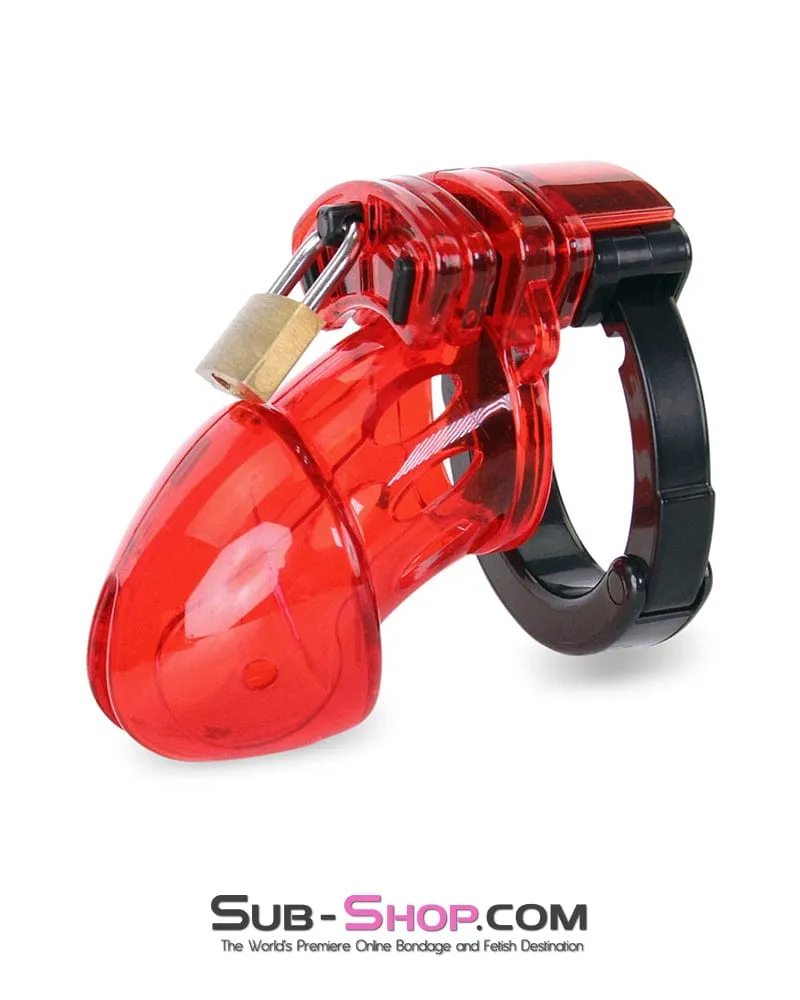 8911AX      Red Jacked Adjustable Locking Male Cock Cuff Chastity Device - MEGA Deal