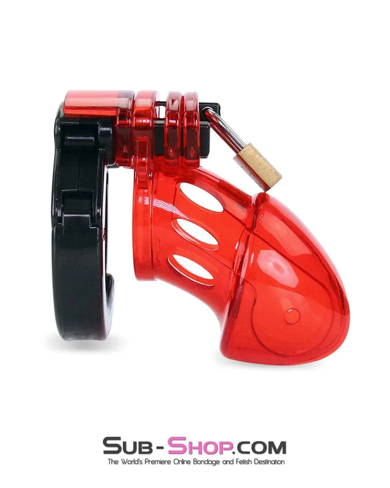 8911AX      Red Jacked Adjustable Locking Male Cock Cuff Chastity Device - MEGA Deal