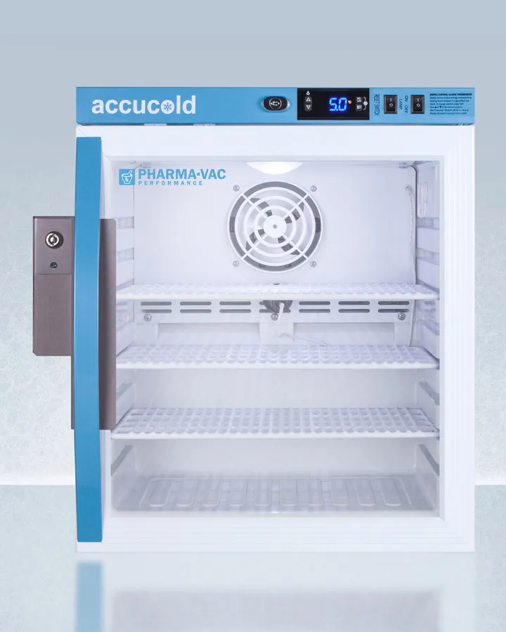 Accucold 18" Wide 1 Cu. Ft. Compact Vaccine Glass Door Refrigerator