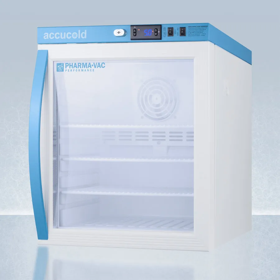 Accucold 18" Wide 1 Cu. Ft. Compact Vaccine Glass Door Refrigerator