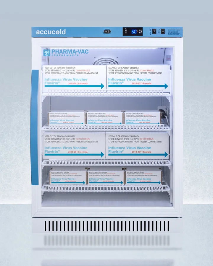 Accucold 23" Wide 6 Cu.Ft. ADA Height Vaccine Refrigerator Glass Door