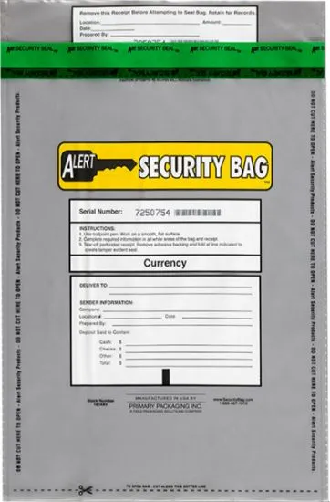 Alert 1014AV-250 Bank Deposit Bag Clear 10" x 14" - 250 Pack