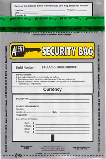 Alert 810AV-250 Bank Deposit Bag Clear 8" x 10" - 250 Pack