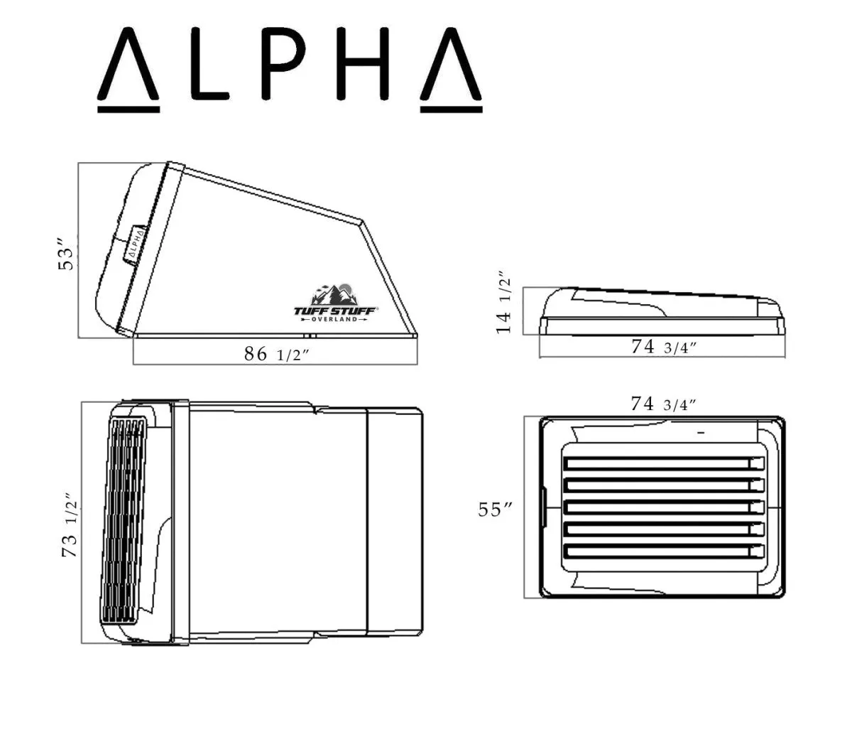 Alpha Hardshell Rooftop Tent, ABS, 2-3 Person, Black