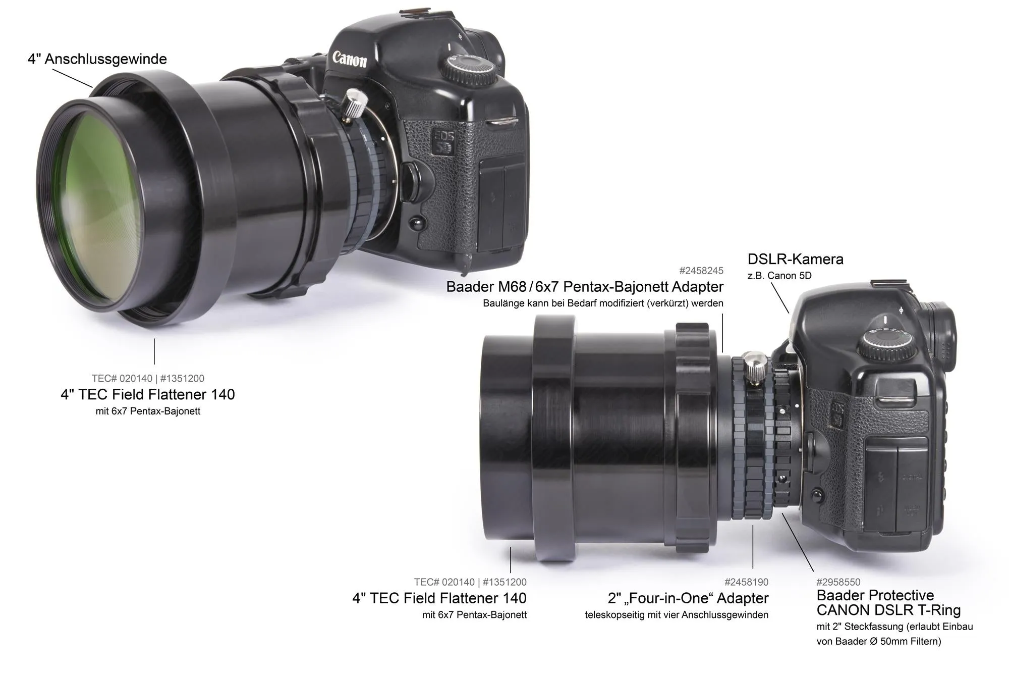 Baader zero-tolerance protective Canon DSLR T-Ring T-2/M48 and 2"