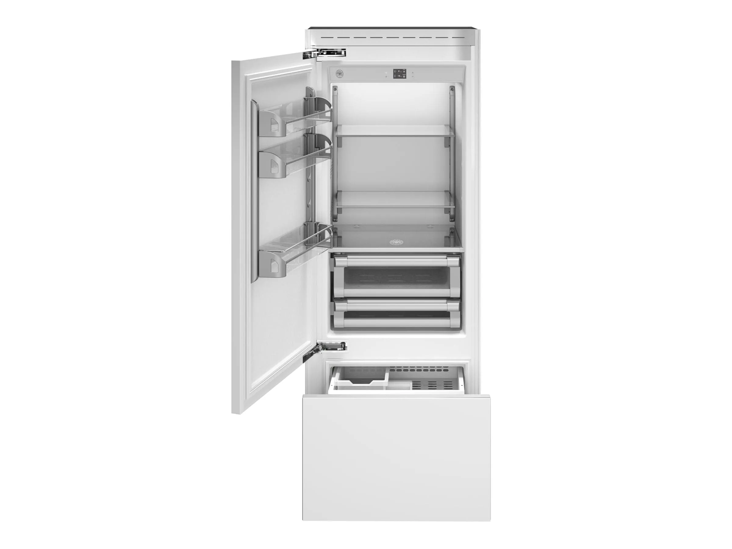 Bertazzoni 30 inch Left Door Built-In Bottom Mount Refrigerator With Ice Maker REF30BMBIPLT