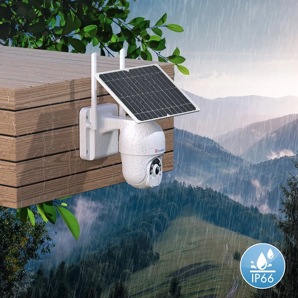 Ctronics 2.5K 4MP Solar Security Camera Outdoor - Battery/Solar Powered & Wireless