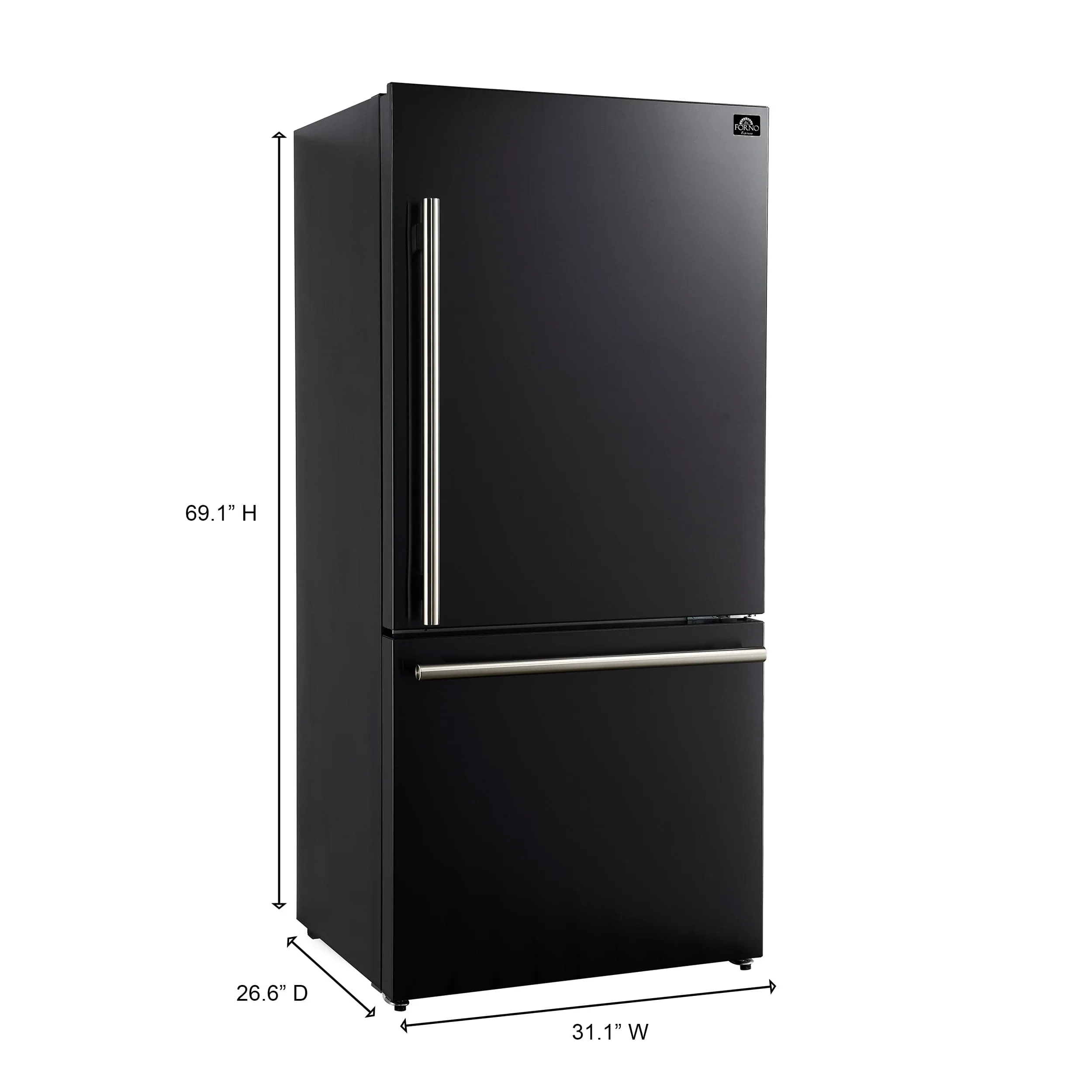 Forno Milano Espresso 17.2 Cu. Ft. Right Hinge Refrigerator Bottom Freezer FFFFD1785-31BLK