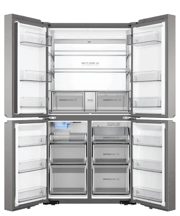 Haier 623L 600 Series Quad Door Refrigerator Freezer Ice & Water Stainless Steel