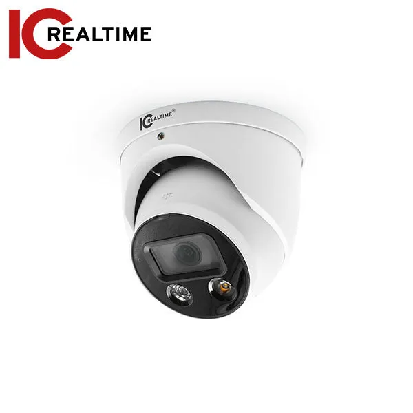 IC Realtime - IPMX-E40F-ADW1 / 4MP IP Indoor/Outdoor Turret Eyeball Camera / Fixed 2.8mm Lens (H:103°, V:53°) / 98 Feet LED / POE Capable / Active Deterrent