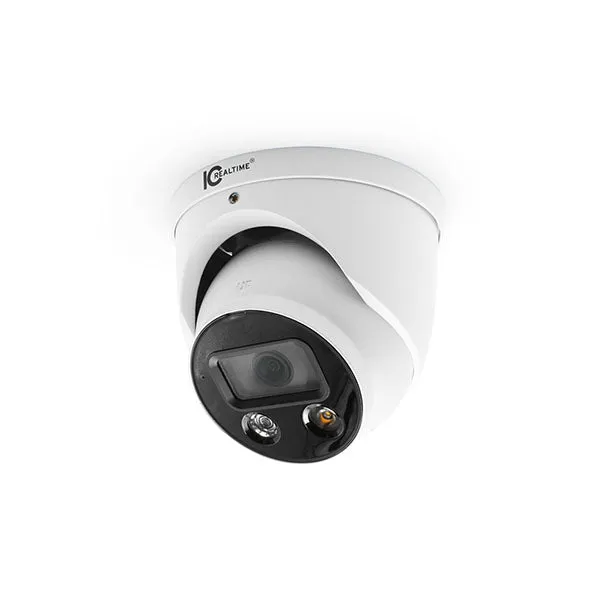 IC Realtime - IPMX-E40F-ADW1 / 4MP IP Indoor/Outdoor Turret Eyeball Camera / Fixed 2.8mm Lens (H:103°, V:53°) / 98 Feet LED / POE Capable / Active Deterrent