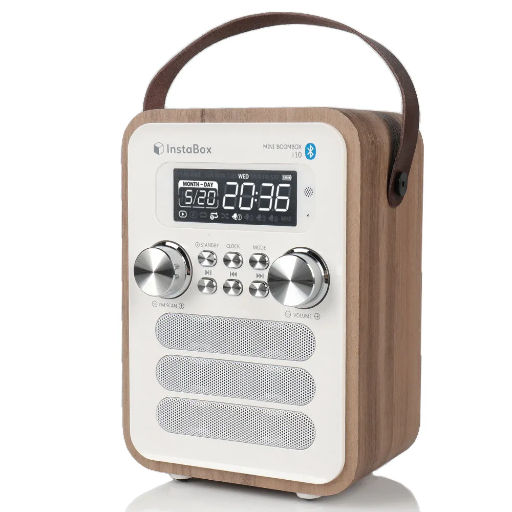 InstaBox i10 Wooden FM Clock Radio & Bluetooth Speaker [DISCONTINUED]