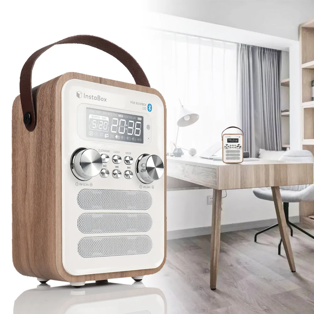 InstaBox i10 Wooden FM Clock Radio & Bluetooth Speaker [DISCONTINUED]