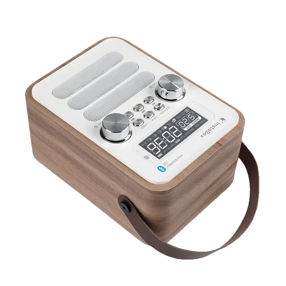 InstaBox i10 Wooden FM Clock Radio & Bluetooth Speaker [DISCONTINUED]