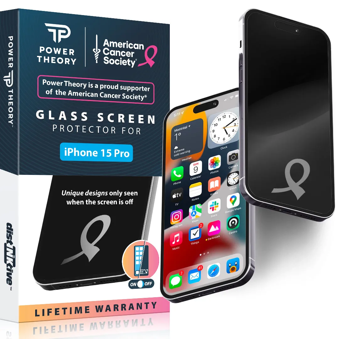 iPhone 15 Pro Tempered Glass Screen Protector Benefitting The American Cancer Society [2-Pack]